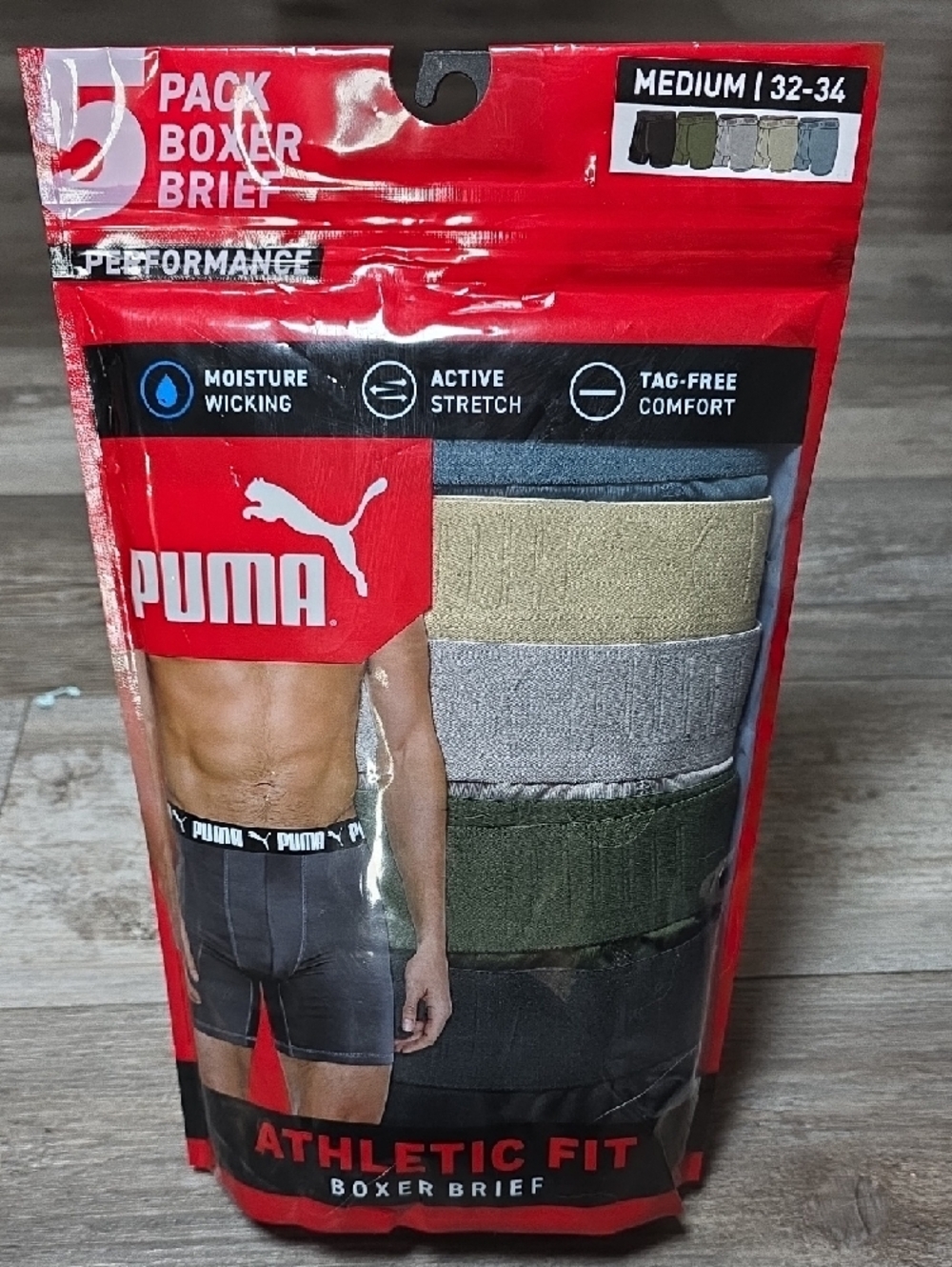 Puma | Athletic Fit Boxer Briefs Sz 32-34 Medium 5ct *NWT